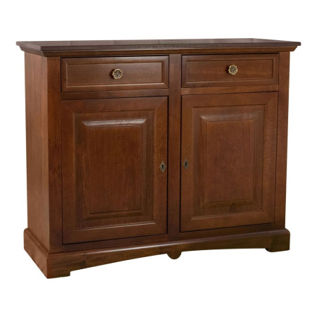 Credenza classica in legno massello noce con 2 ante e 2 cassetti