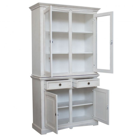 Cristalliera con 4 ante, 2 cassetti e 3 ripiani. Dimensioni 116x46x220 cm.
