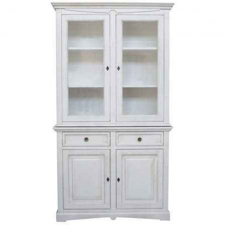 Elegante Cristalliera Bianco Anticato per Sala da Pranzo