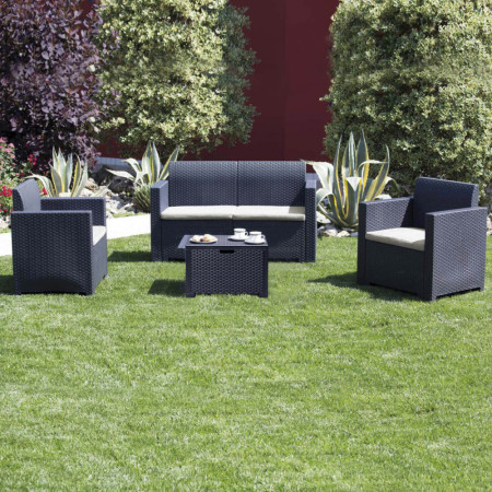 Salotto moderno da giardino terrazzo Tavolino Divano e poltrone con Cuscini