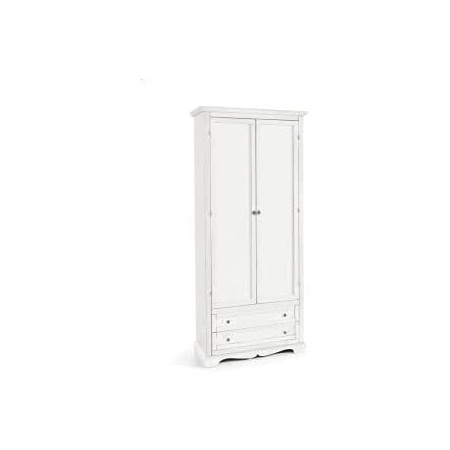 Armadio Classico Bianco in Legno Massello con 2 Ante e 2 Cassetti