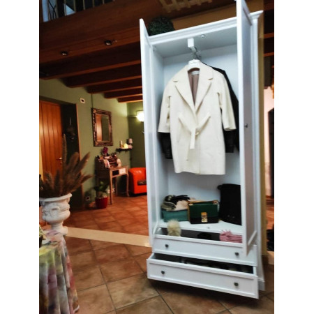 Armadio Elegante Classe e Robusto Design in Legno Massello Bianco