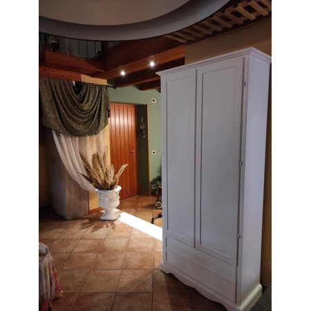 Armadio Elegante Classe e Robusto Design in Legno Massello Bianco