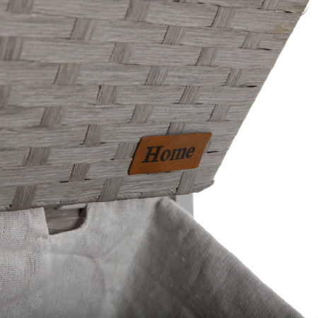 Mobiletto da bagno grigio con 4 cestini in legno rattan e tessuto