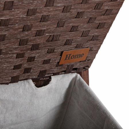 Mobiletto da bagno marrone con 4 cestini in legno rattan e tessuto