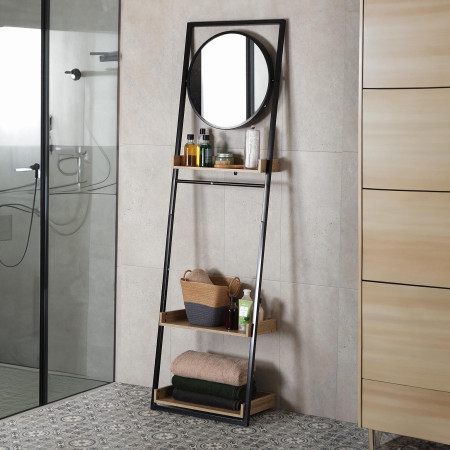 Mobiletto da bagno con mensole e specchio