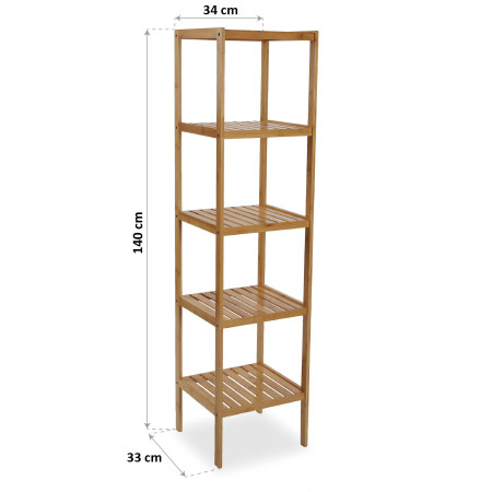Scaffale da bagno con 5 ripiani colore marrone