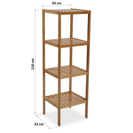 Scaffale da bagno con 4 ripiani colore marrone