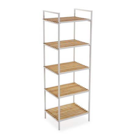 Scaffale da bagno con 5 ripiani colore bianco e marrone