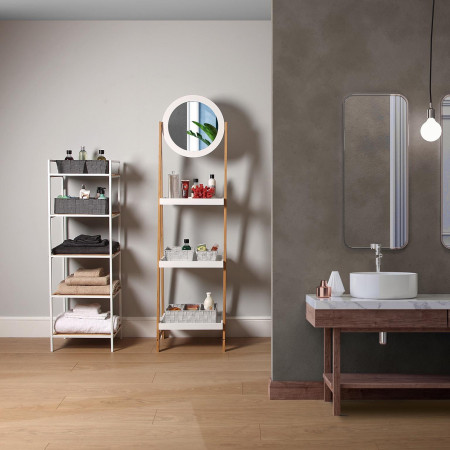 Scaffale da bagno con 4 ripiani colore bianco e marrone