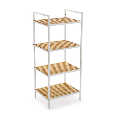 Scaffale da bagno con 4 ripiani colore bianco e marrone