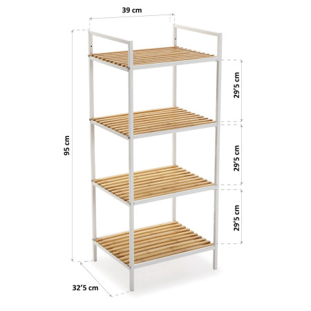 Scaffale da bagno con 4 ripiani colore bianco e marrone