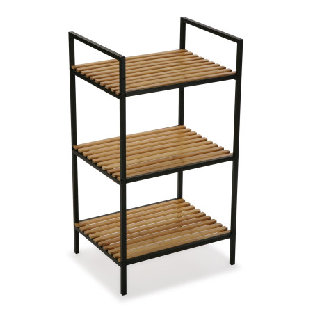 Scaffale da bagno con 3 ripiani colore nero e marrone
