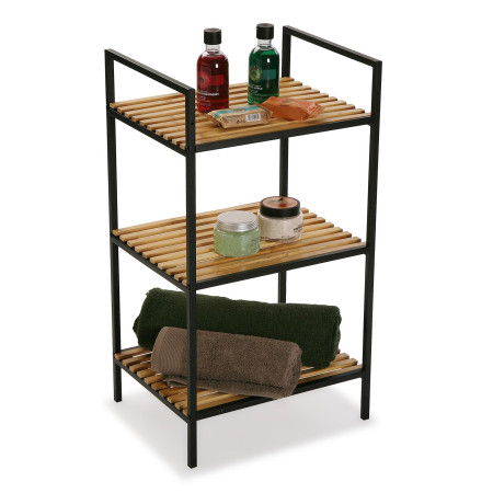 Scaffale da bagno con 3 ripiani colore nero e marrone