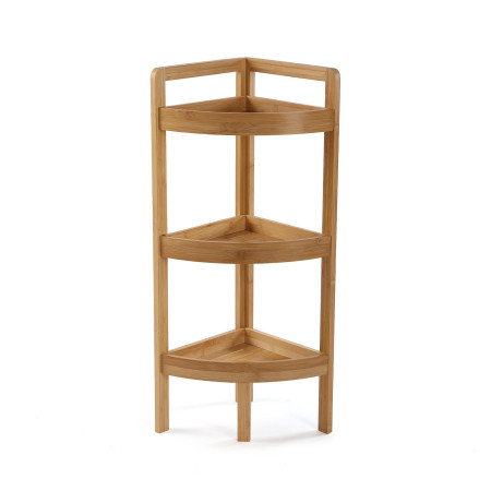 Scaffale ad angolo da bagno con 3 ripiani colore nero e marrone
