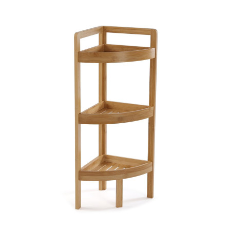 Scaffale ad angolo da bagno con 3 ripiani colore nero e marrone