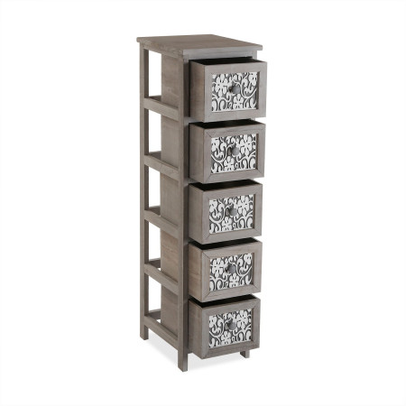Mobiletto Salvaspazio 5 cassetti per Arredo bagno Grigio