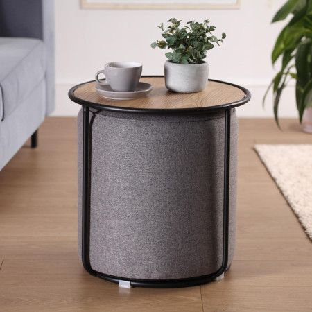 Pouf grigio con Tavolino