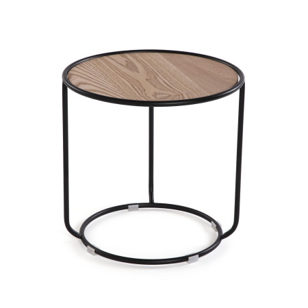 Pouf imbottito marrone con Tavolino