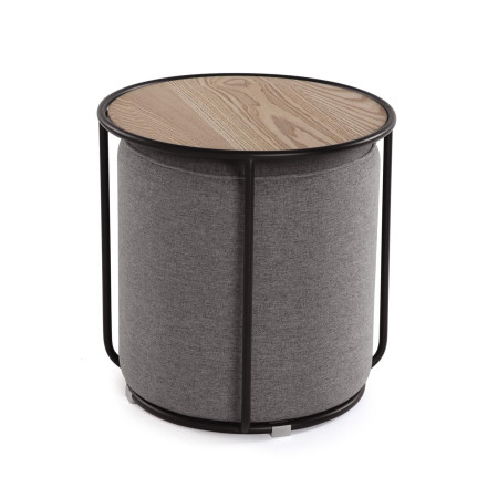 Pouf grigio con Tavolino