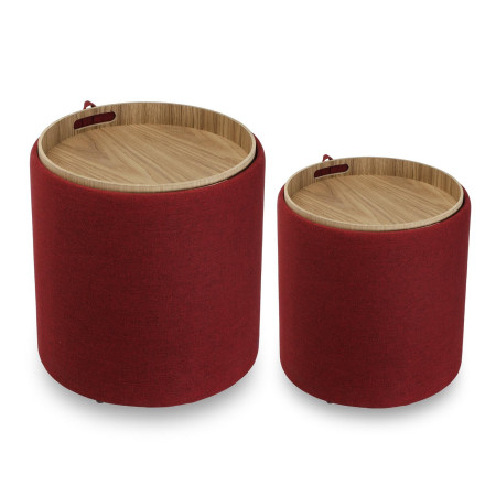 2 Pouf contenitori imbottiti rossi