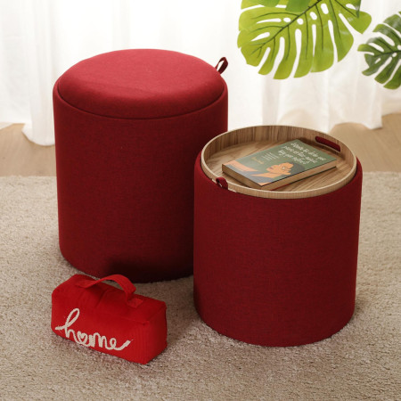2 Pouf contenitori imbottiti rossi