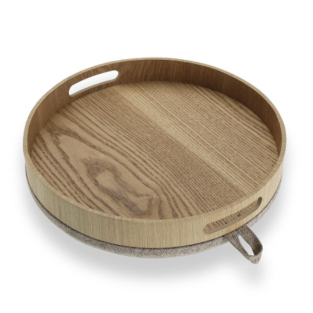 2 Pouf contenitori imbottiti beige con vassoio