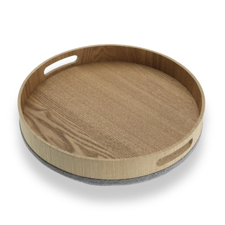 2 Pouf contenitori uno grande e piccolo imbottiti grigio con vassoio