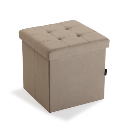 Pouf in legno quadro contenitore  tessuto colore beige