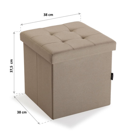 Pouf in legno quadro contenitore  tessuto colore beige