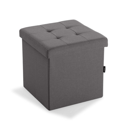 Pouf in legno quadro contenitore tessuto colore grigio scuro