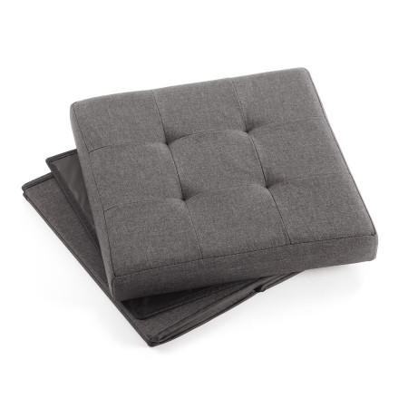 Pouf in legno quadro contenitore tessuto colore grigio scuro