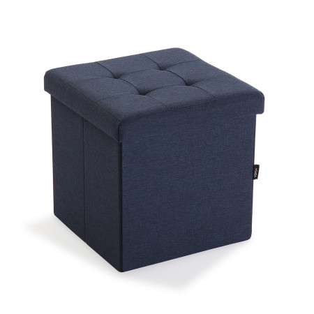 Pouf quadro in legno contenitore colore blu