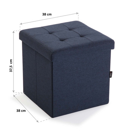 Pouf quadro in legno contenitore colore blu