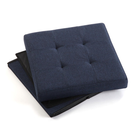 Pouf quadro in legno contenitore colore blu