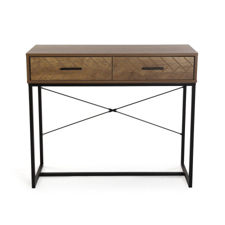 Consolle in metallo legno marrone e nera