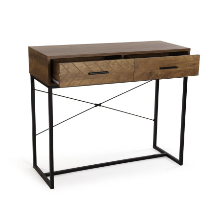 Consolle in metallo legno marrone e nera