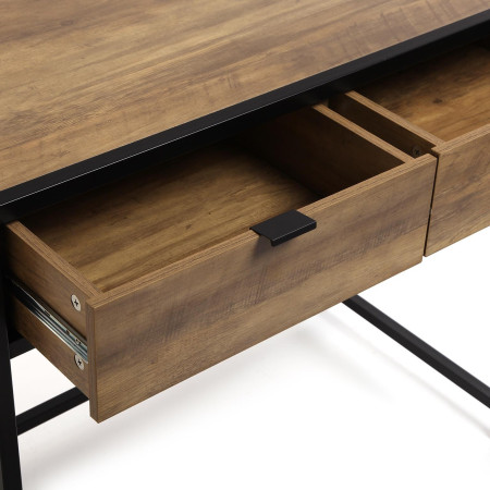 Consolle con 2 cassetti in metallo legno marrone e nera