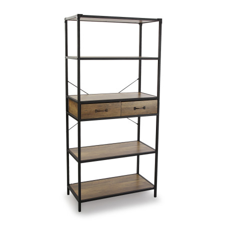 Mobiletto a scaffale in metallo legno marrone e nera