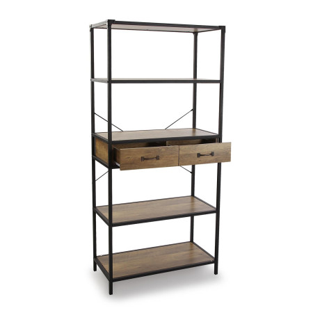 Mobiletto a scaffale in metallo legno marrone e nera