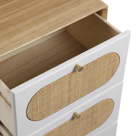 Cassettiera Moderna in Legno Marrone con Cassetti Bianchi di Design
