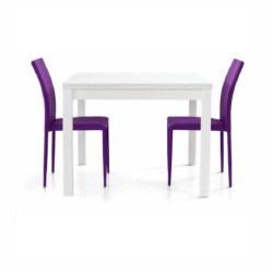 Tavolo quadrato da pranzo in legno bianco apertura a libro 100x100 cm