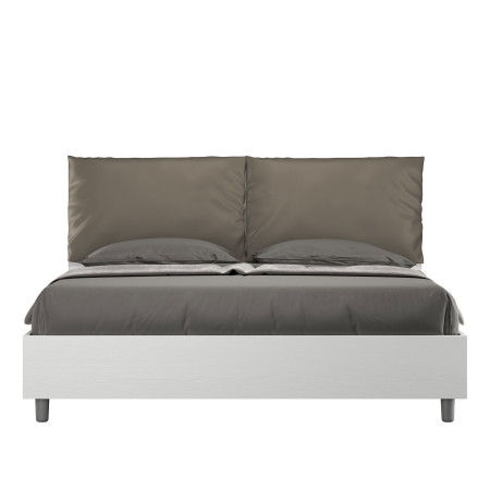 Letto moderno matrimoniale con testiera  rivestita in ecopelle cappuccino