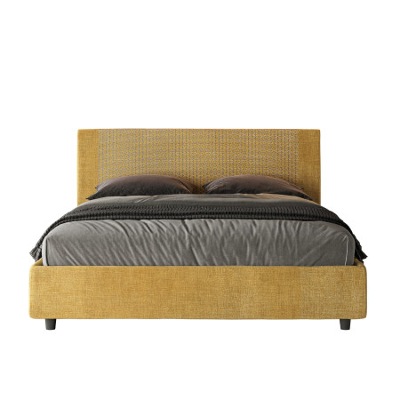 Letto contenitore matrimoniale 160x190 in tessuto giallo