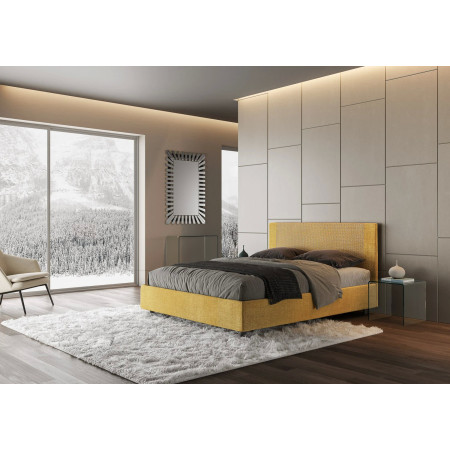 Letto contenitore matrimoniale 160x190 in tessuto giallo