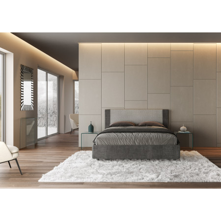 Letto contenitore matrimoniale 160x190 in tessuto grigio