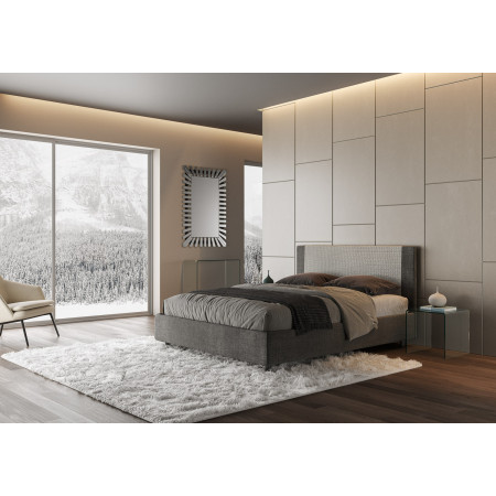 Letto contenitore matrimoniale 160x190 in tessuto grigio