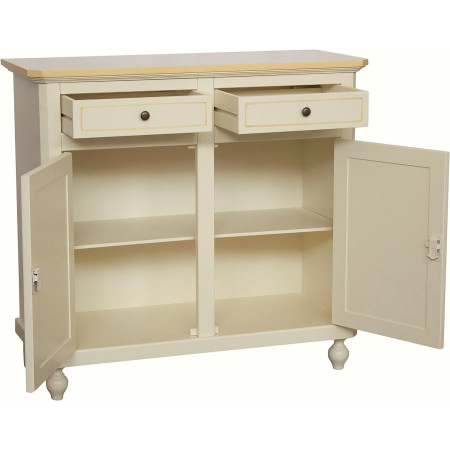 Credenza in legno Bianco Decorata Filo Arancio 105x45x98 cm