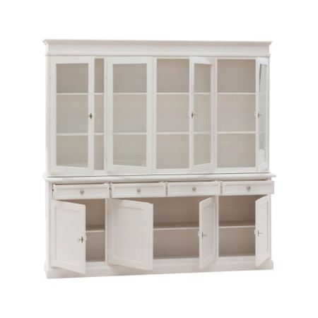 Elegante Cristalliera in Legno Bianco con Ante in Vetro e Legno
