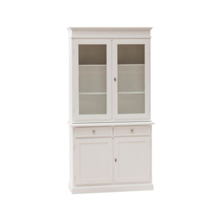 Cristalliera Classica in Legno Bianco Opaco con 4 Ante 3 Cassetti